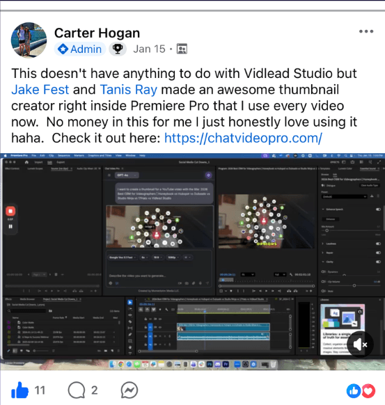 Editor testimonial — community post