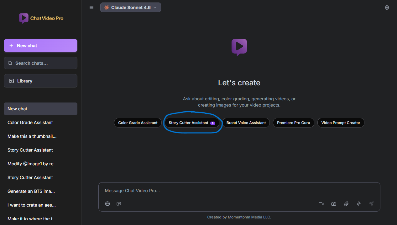 Attaching a transcript file in the Story Cutter composer